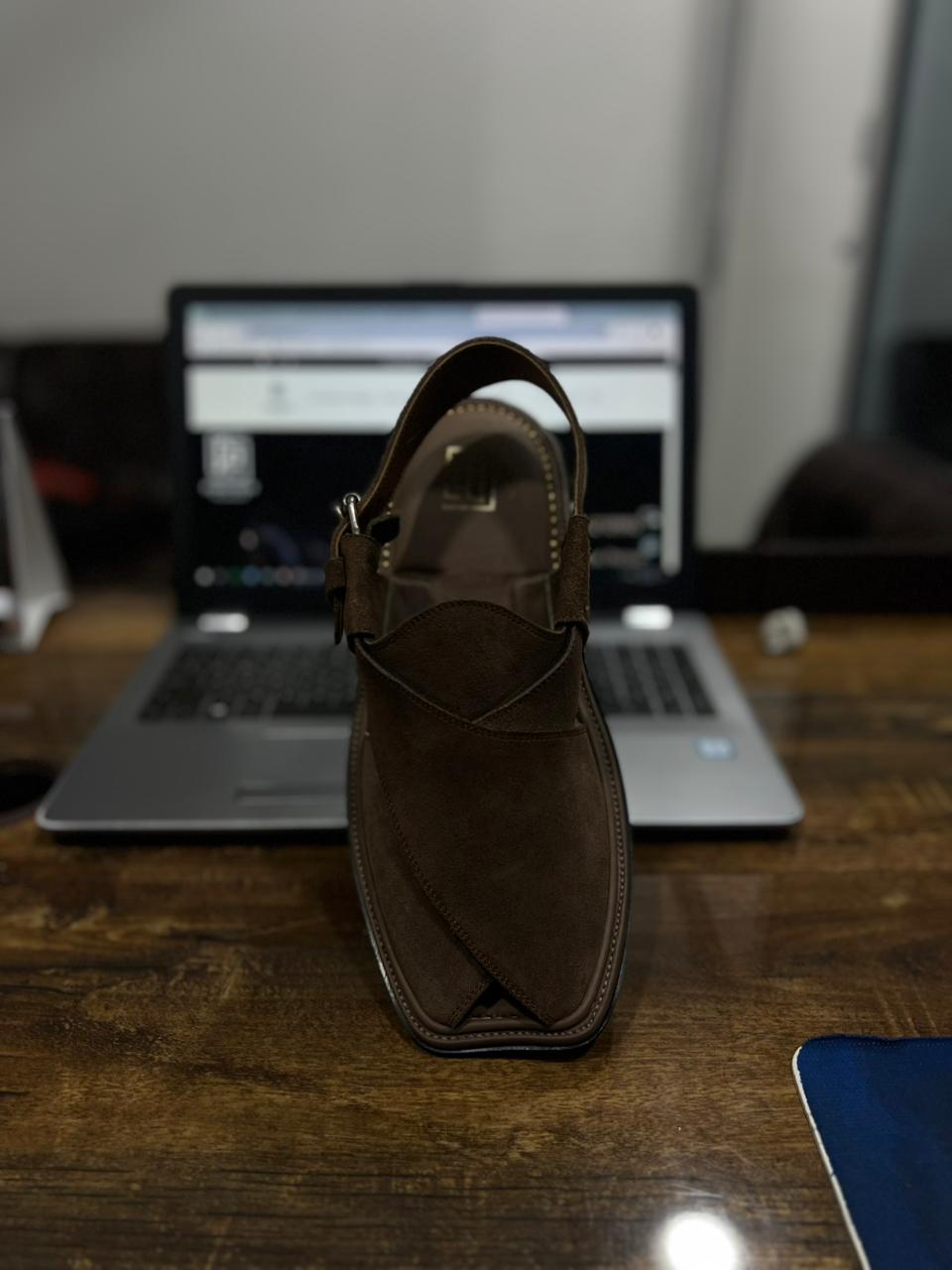 Brown Suede Peshawari Chappal